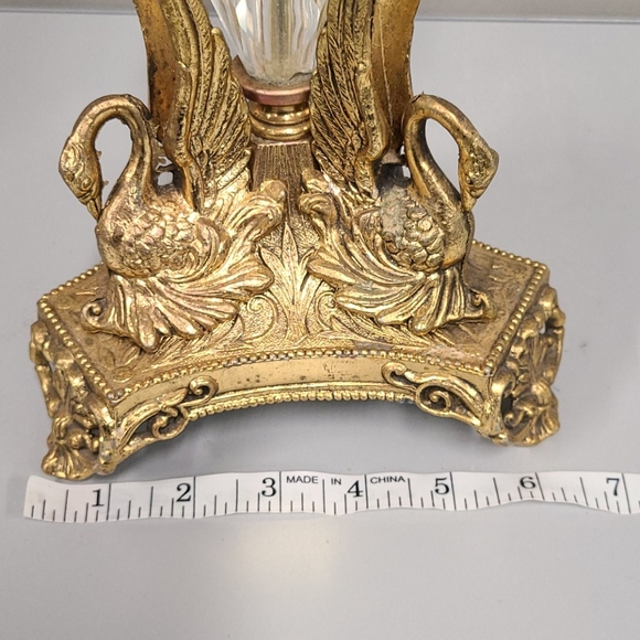 Vintage Brass Swan Base 3 Arm Candelabra 15" - Picture 12 of 12